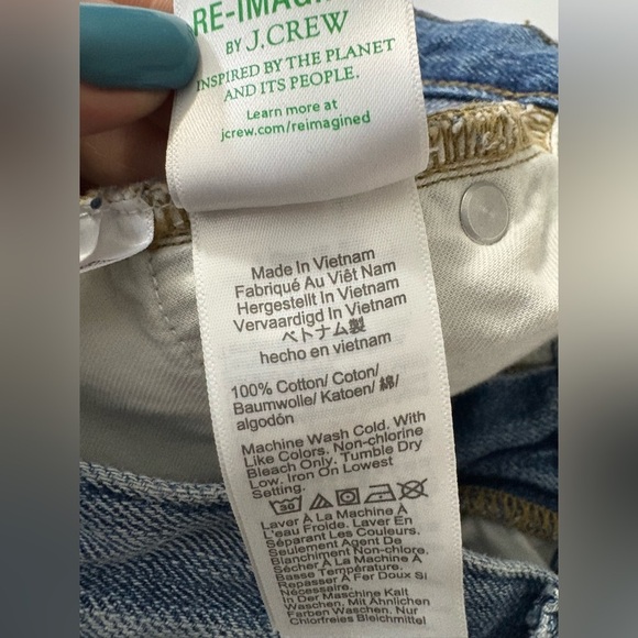 J. Crew High Rise Denim Super Wide-Leg Jeans. Tall, Gold Button Detail. - Picture 14 of 15